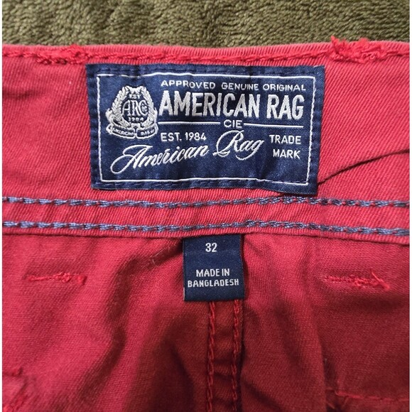 Men's American Rag Cargo Shorts 11" Long Snap Pockets Black Red 2 Pairs Size 32 - Picture 6 of 6